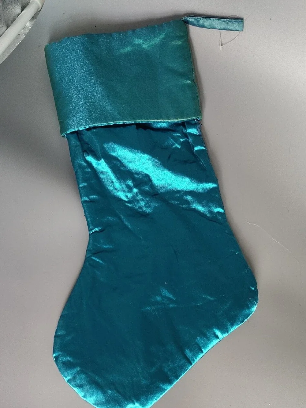 Teal Peacock-Embroidered Holiday Stocking